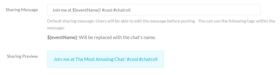Chatroll Sharing Admin Settings
