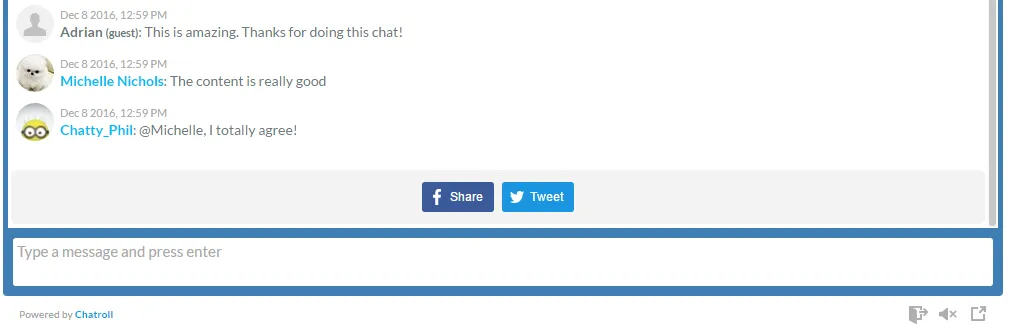 Chatroll Share Buttons