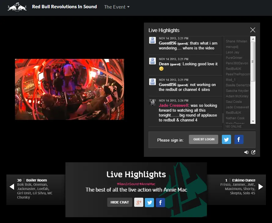 Red Bull Branded Chatroll Live Chat Example